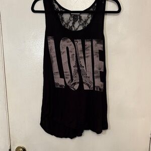 Occasion Black Graphic Lace Tank Top